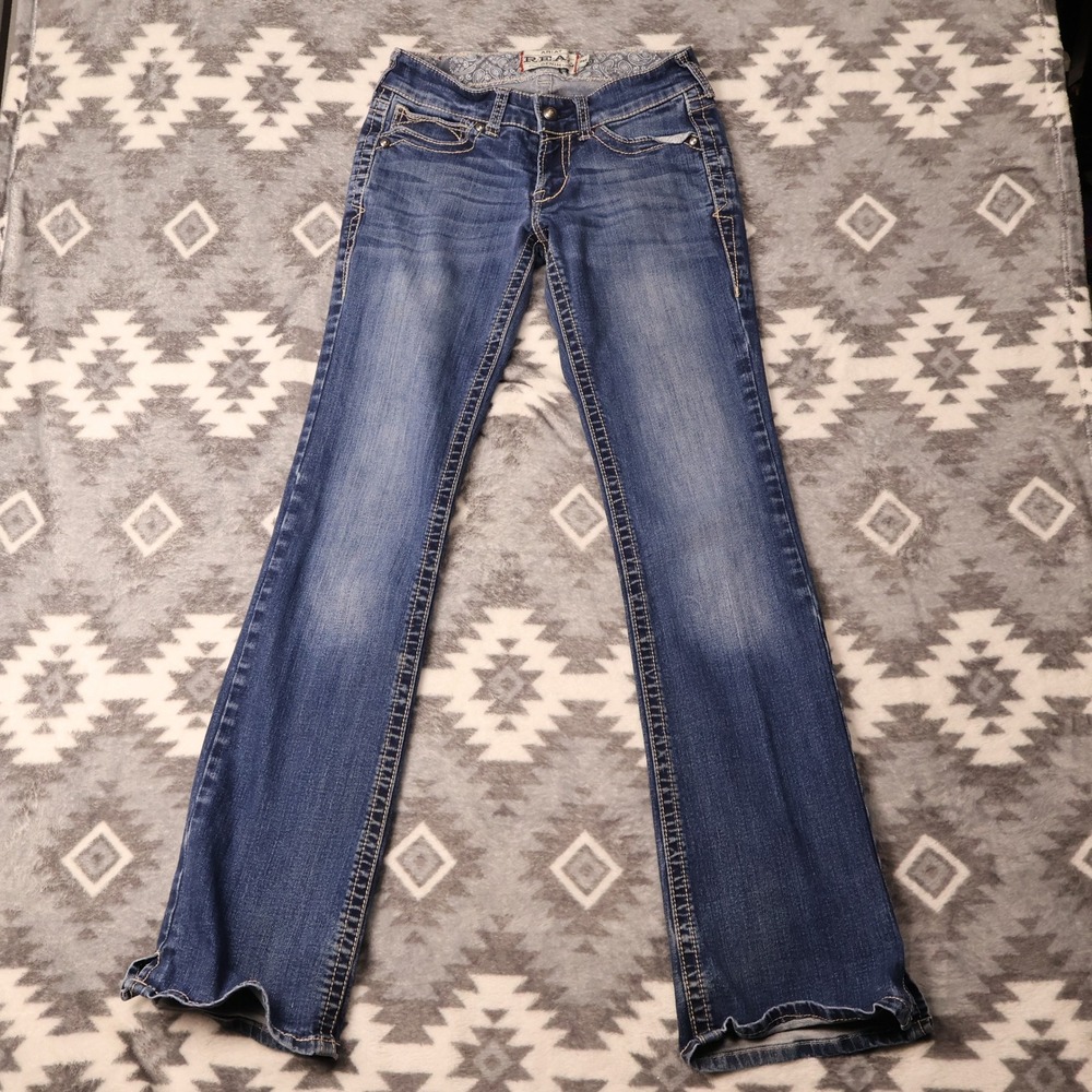 Ariat REAL Denim Bootcut Jeans Blue Embroidered Mid Rise 26L